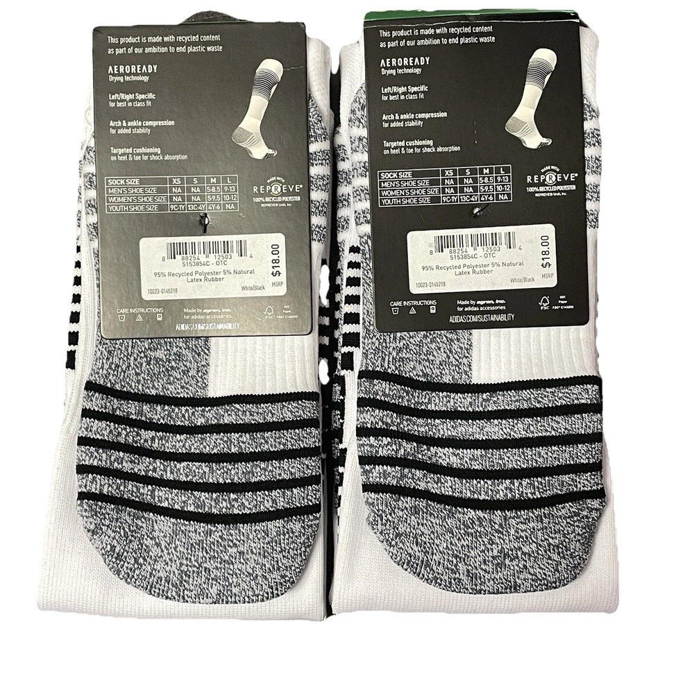 Adidas Team Speed 3 Soccer Socks 2-Pack‎ White/Black Size M Over the Calf NWT - Picture 2 of 8